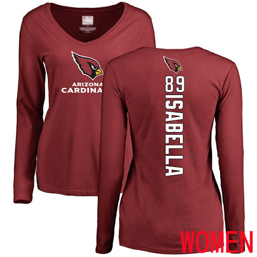 Arizona Cardinals Maroon Women Andy Isabella Backer NFL Football #89 Long Sleeve T Shirt->nfl t-shirts->Sports Accessory